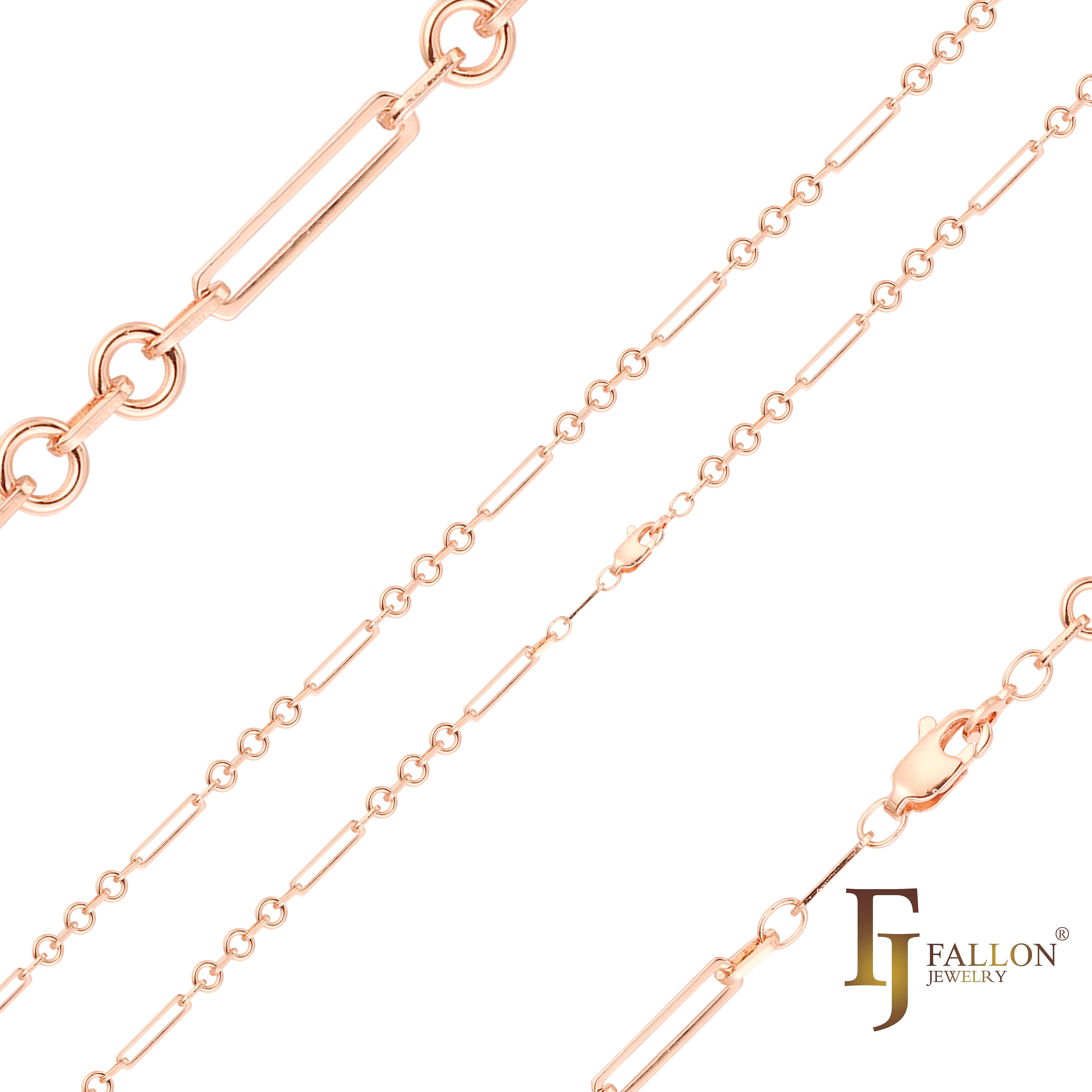 {Potencial} Cadenas de eslabones tipo cable Figaro Fancy chapadas en oro rosa