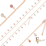 Elegantes cadenas de tobilleras con eslabones de cable chapadas en Oro 14K, oro rosa