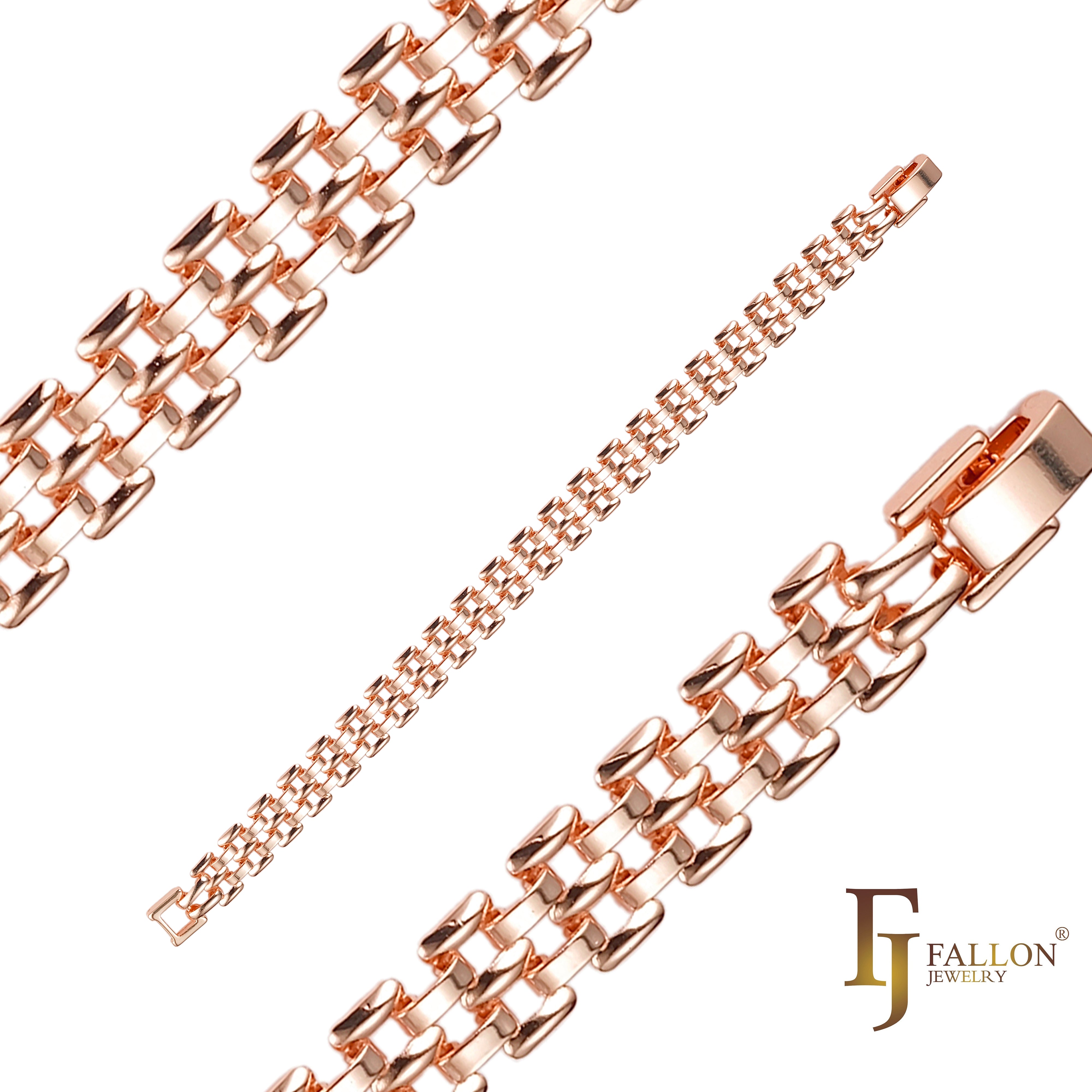 Panther link bracelets plated in Rose Gold, 14K Gold two tone colors