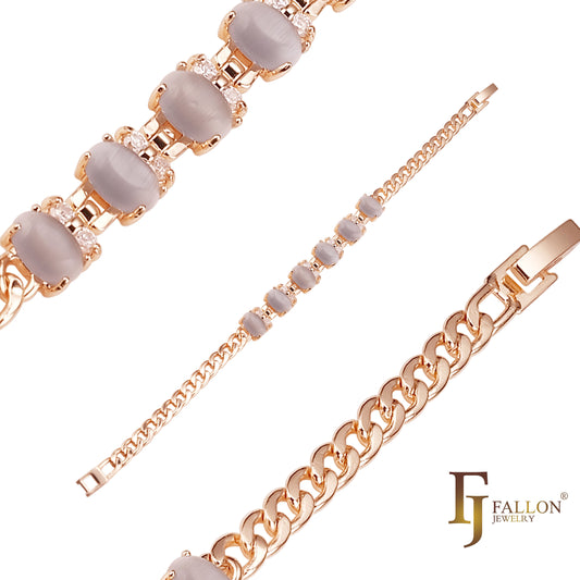 Five stones cluster Bracelets plated in Rose Gold colors