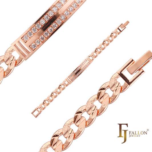 Men's ID bracelets plated in 14K Gold, Rose Gold colors