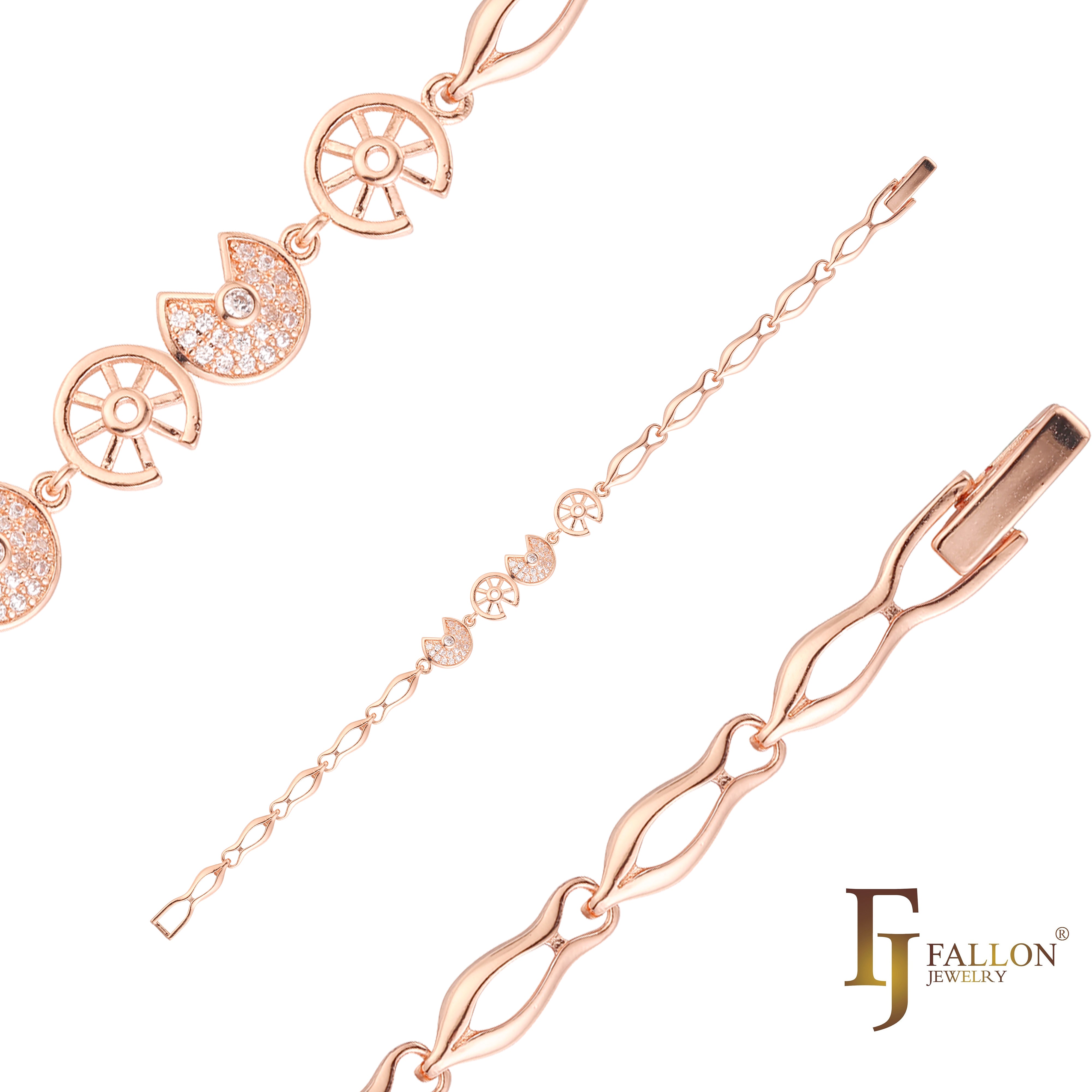 Fancy peanut link bracelets plated in Rose Gold colors