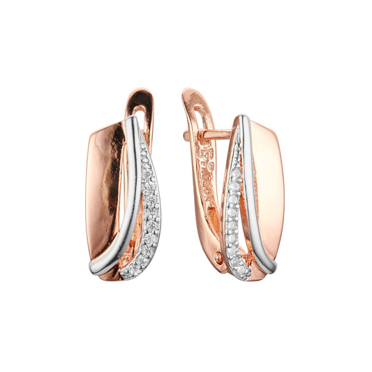 Earrings in Rose Gold, two tone plating colors