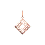 Pingente de losango em ouro rosa de dois tons, cores banhadas a ouro 14K