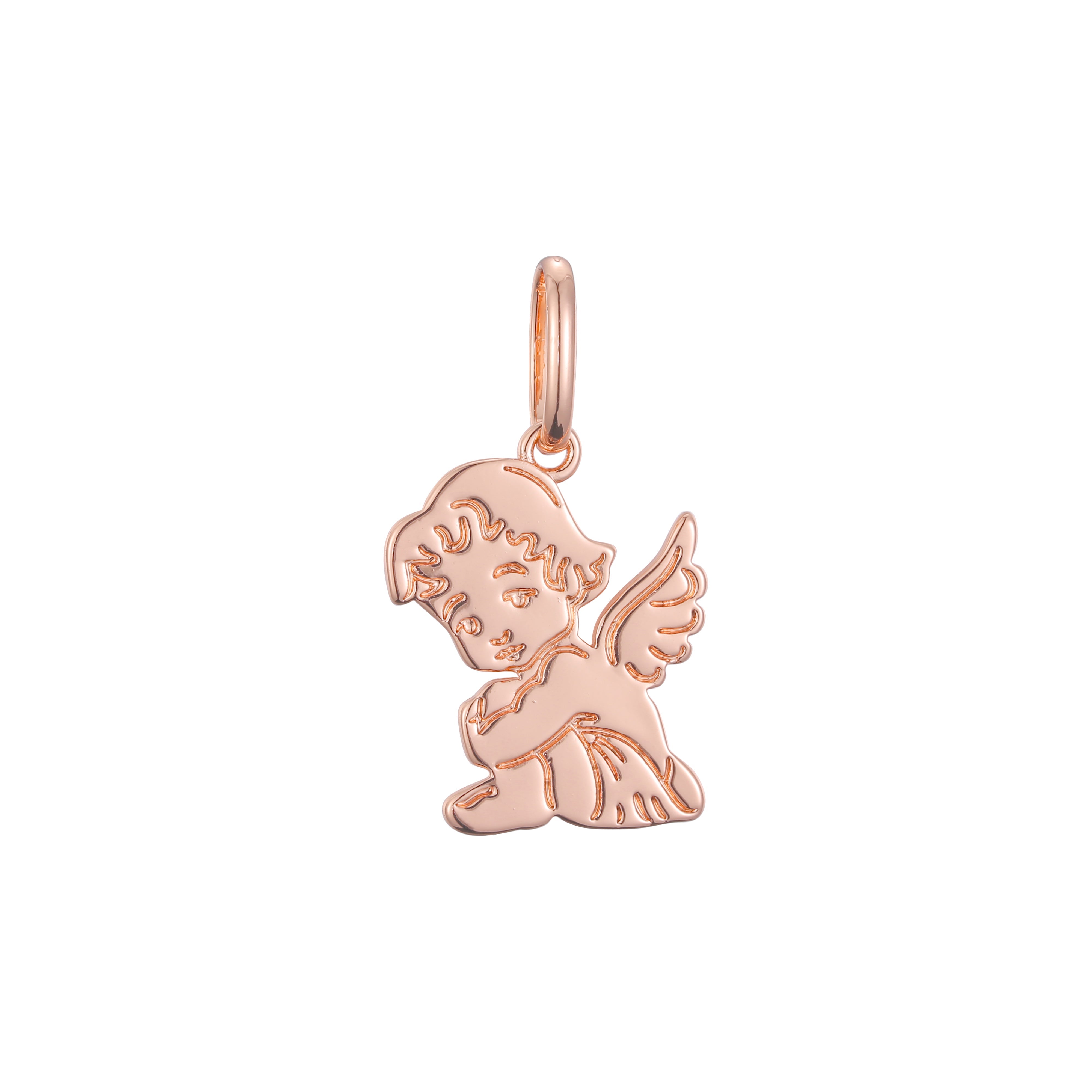 Colgante Ángel Cupido en Oro Rosa, baño de Oro 14K colores