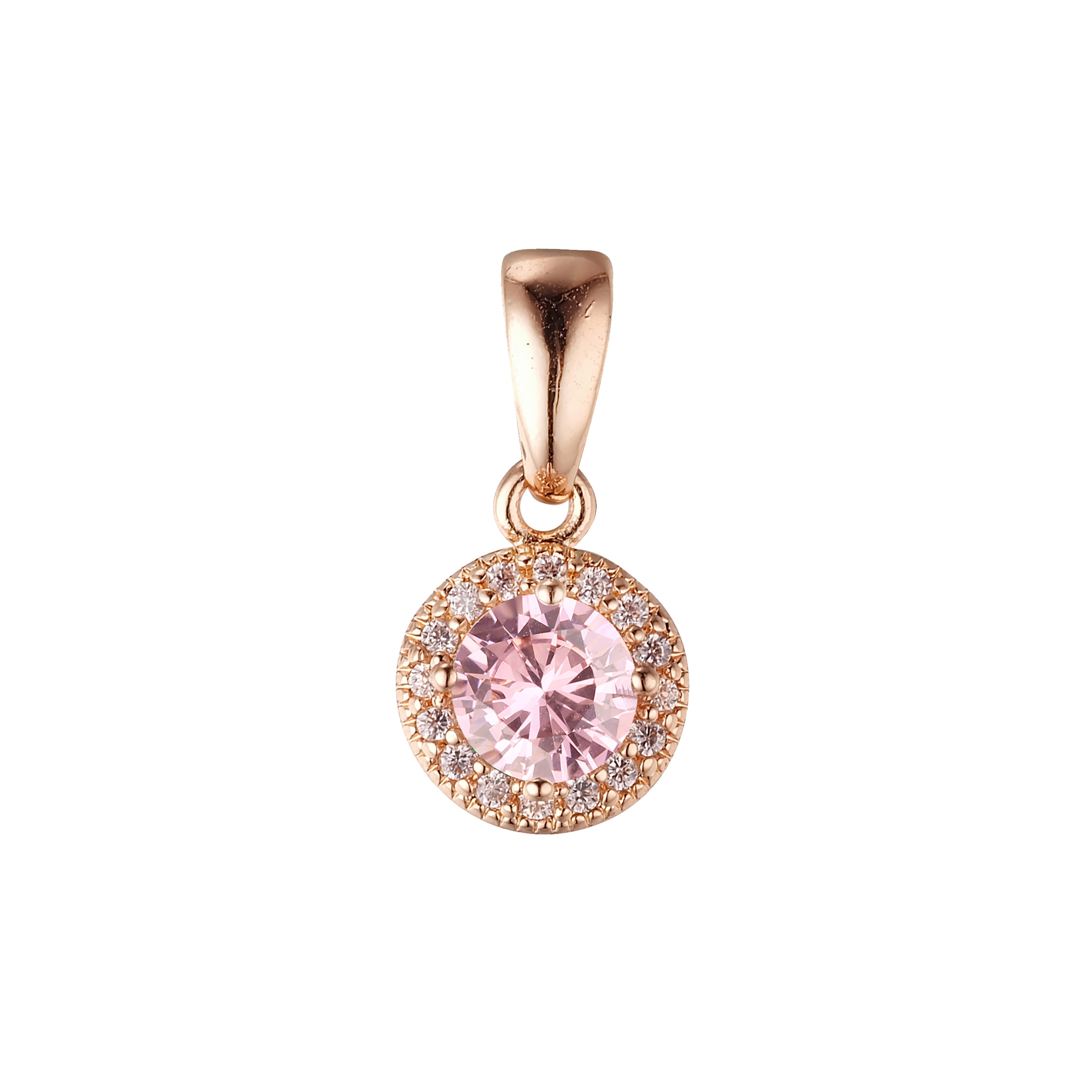 Colgante Solitario en Oro de 14K, baño de Oro Rosa colores