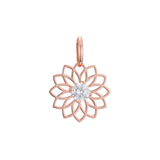 Solitario colgante flor en Oro Rosa, baño de Oro 14K colores