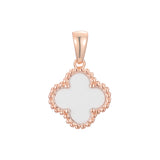 Lucky Clover branco ou preto em ouro rosa, pingente de ouro 14K