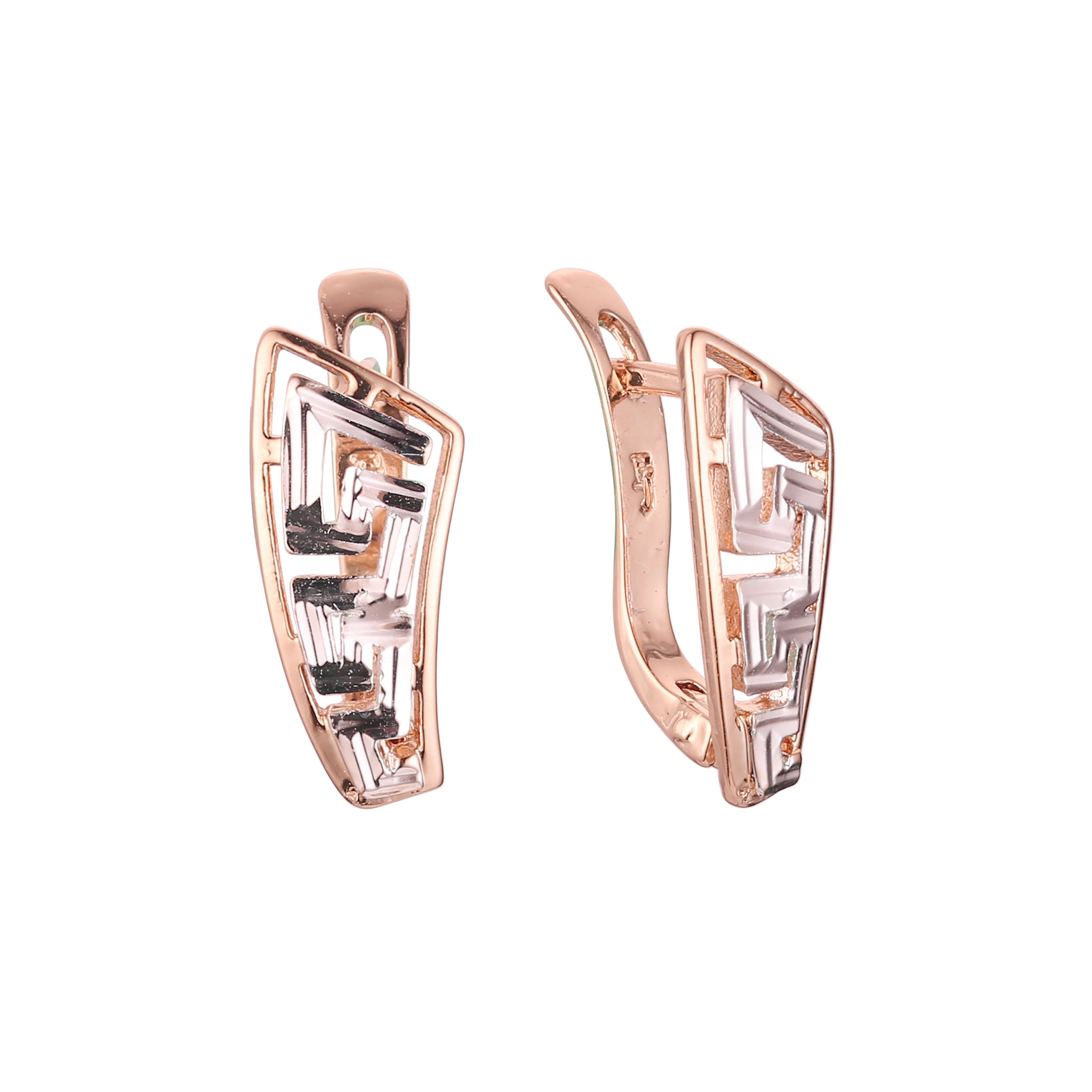 Aretes en Oro 14K, Oro Rosa, baño en dos tonos