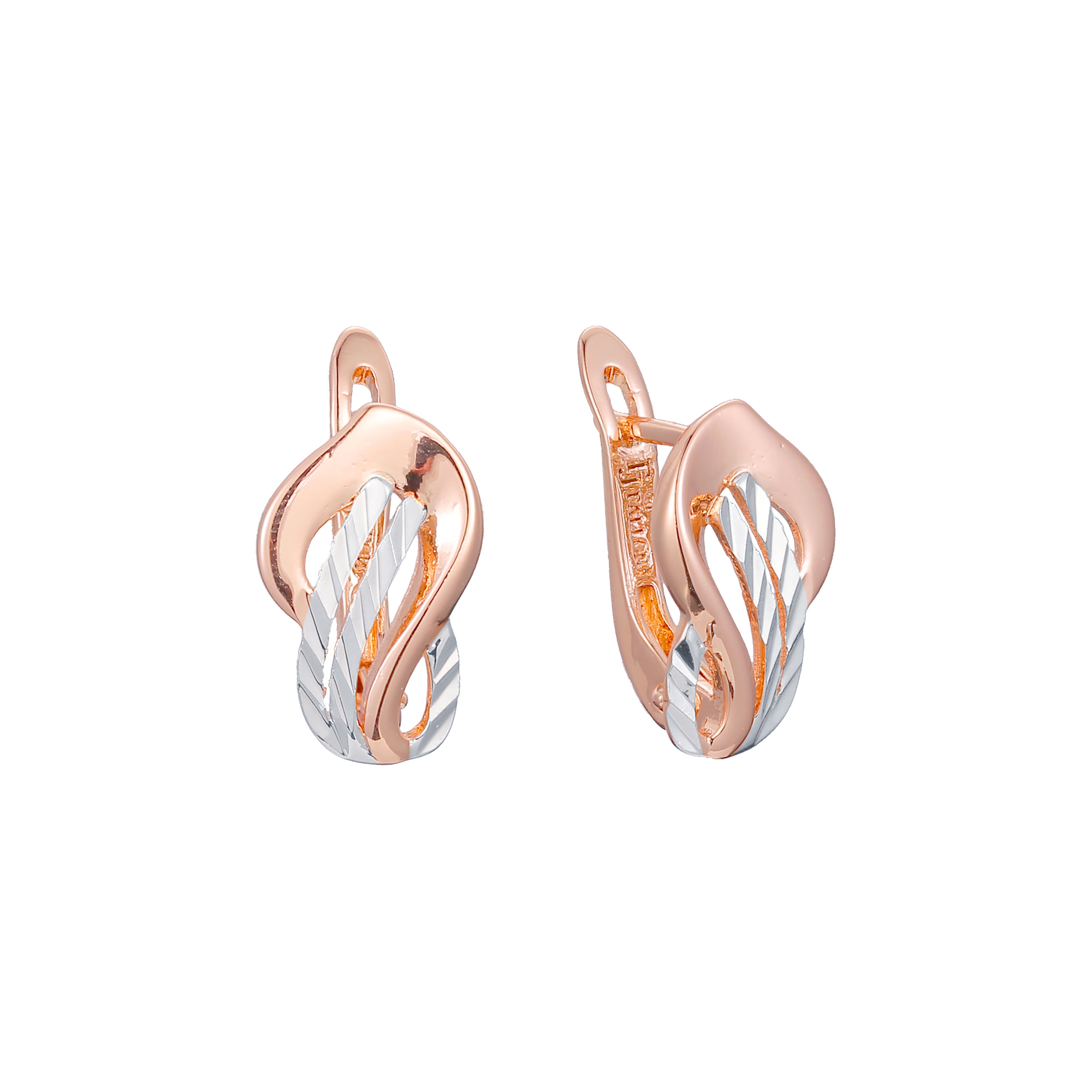 Aretes en Oro 14K, Oro Rosa, baño en dos tonos