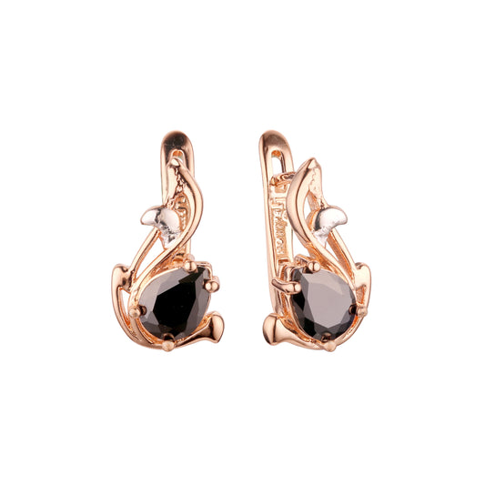 Agile Birdy Solitaire teardrop Rose Gold, two tone earrings