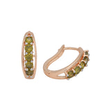 Five rounded colorful CZs Rose Gold two tone earrings