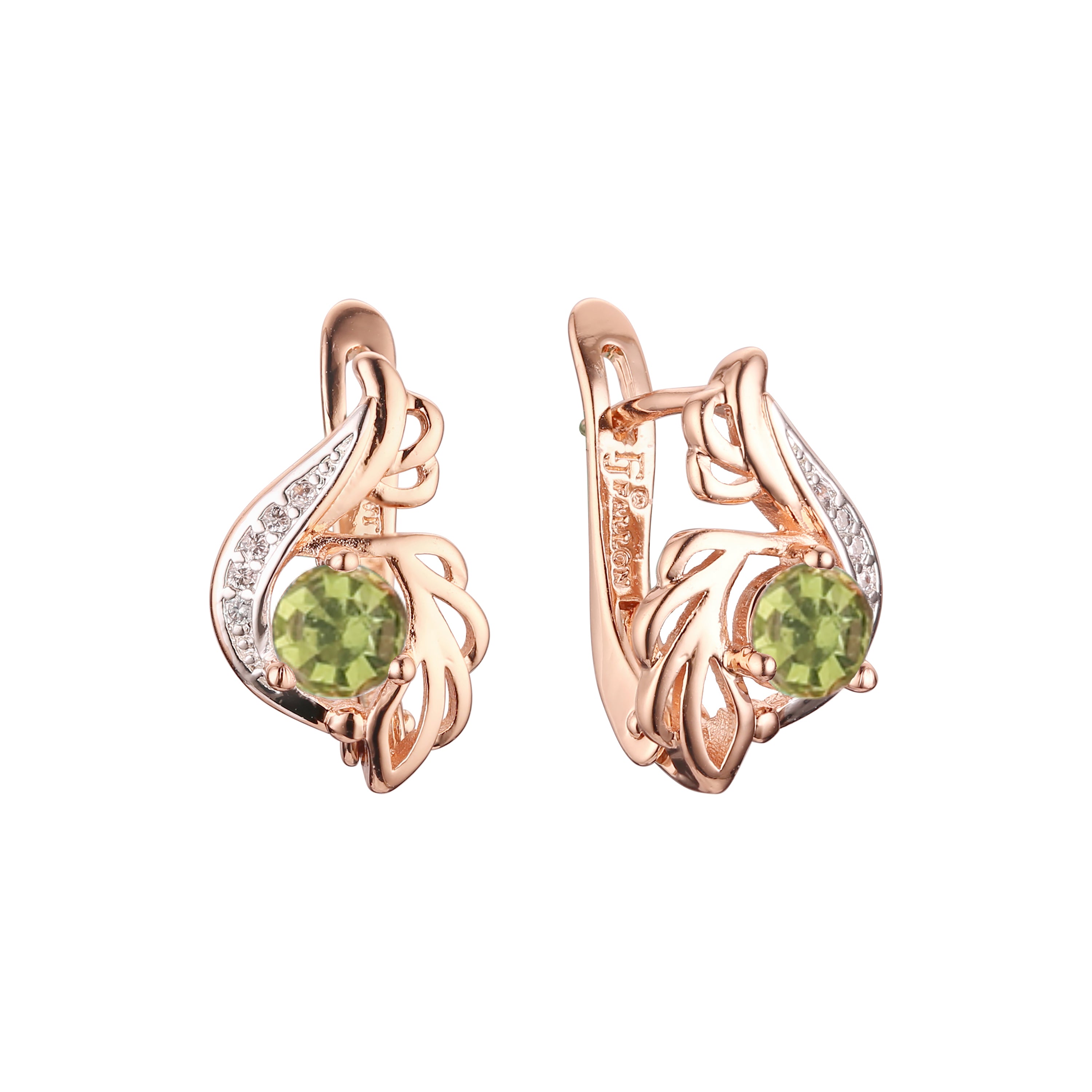 Rose Gold two tone solitaire colorful cz earrings