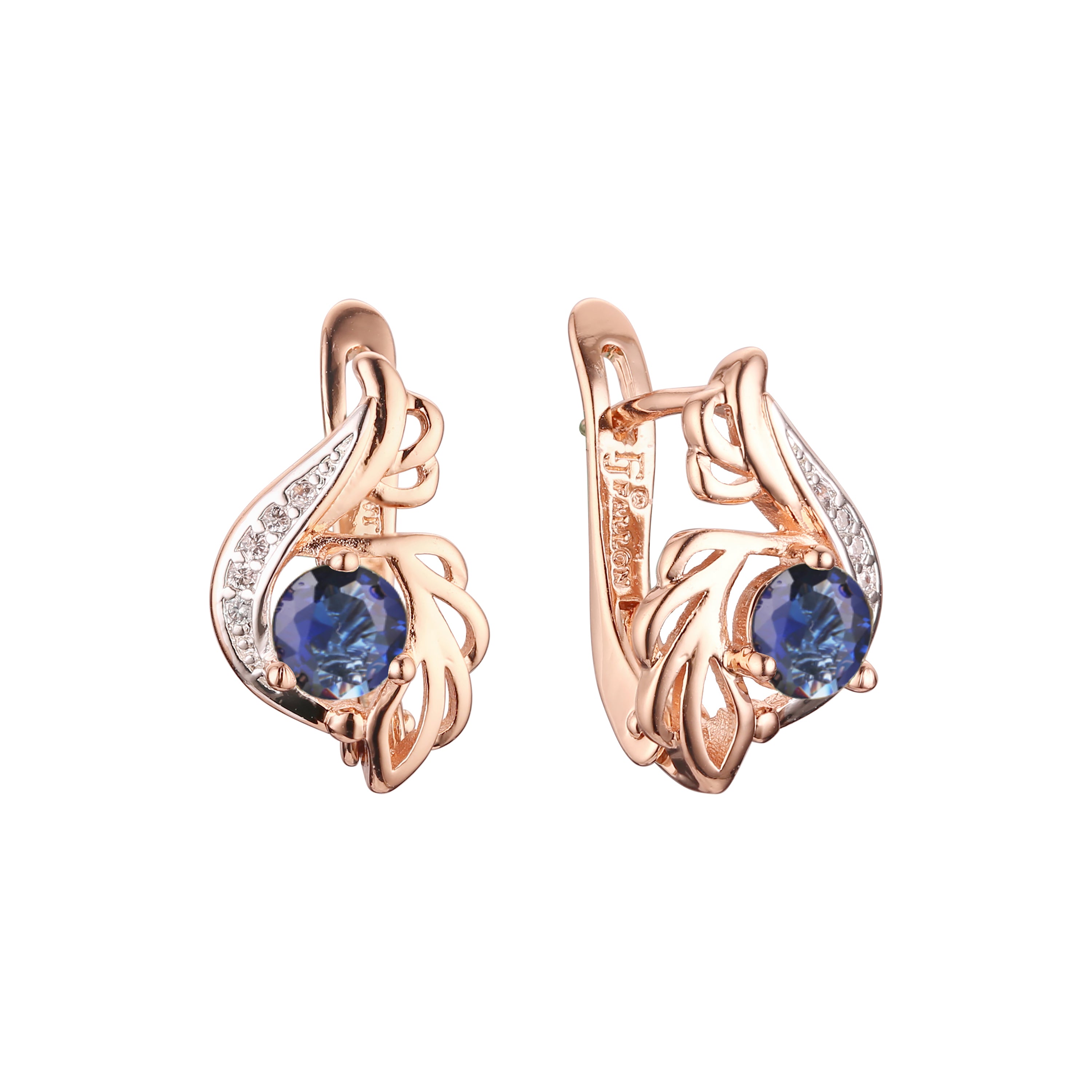 Rose Gold two tone solitaire colorful cz earrings