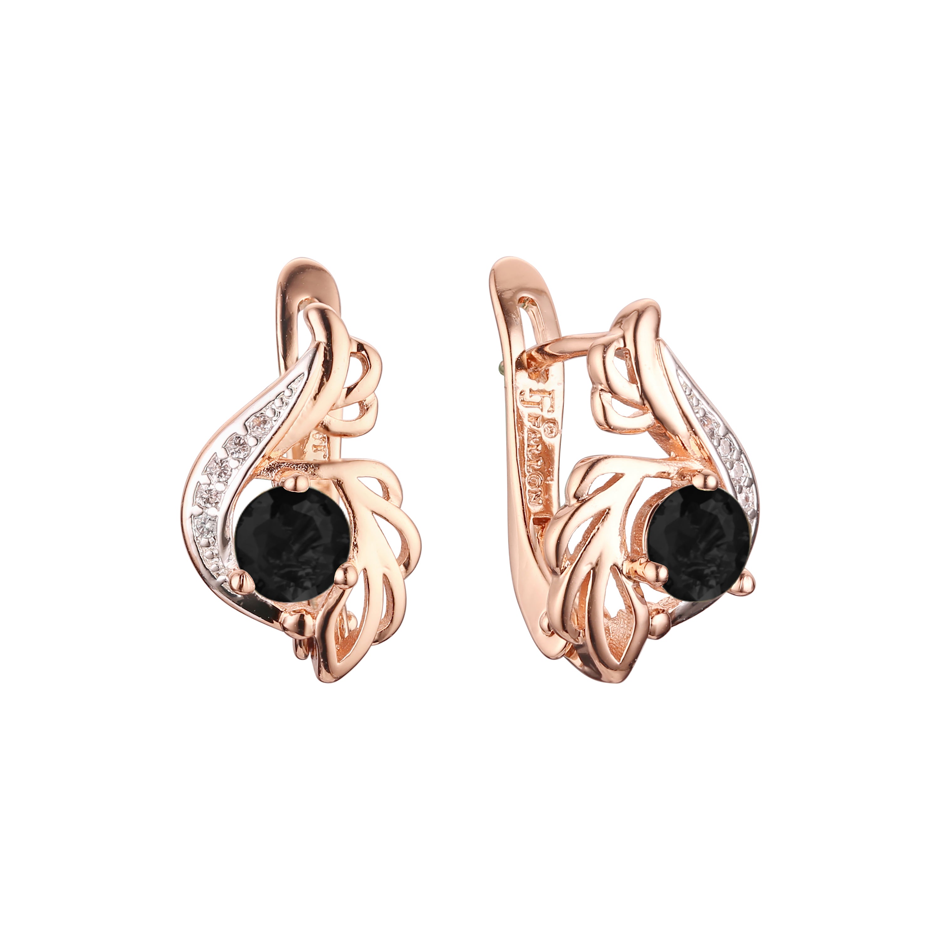 Rose Gold two tone solitaire colorful cz earrings