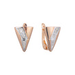 Rose Gold, 14K Gold, two tone triangular earrings