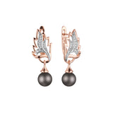 Pearl earrings in 14K Gold, Rose Gold, two tone plating colors