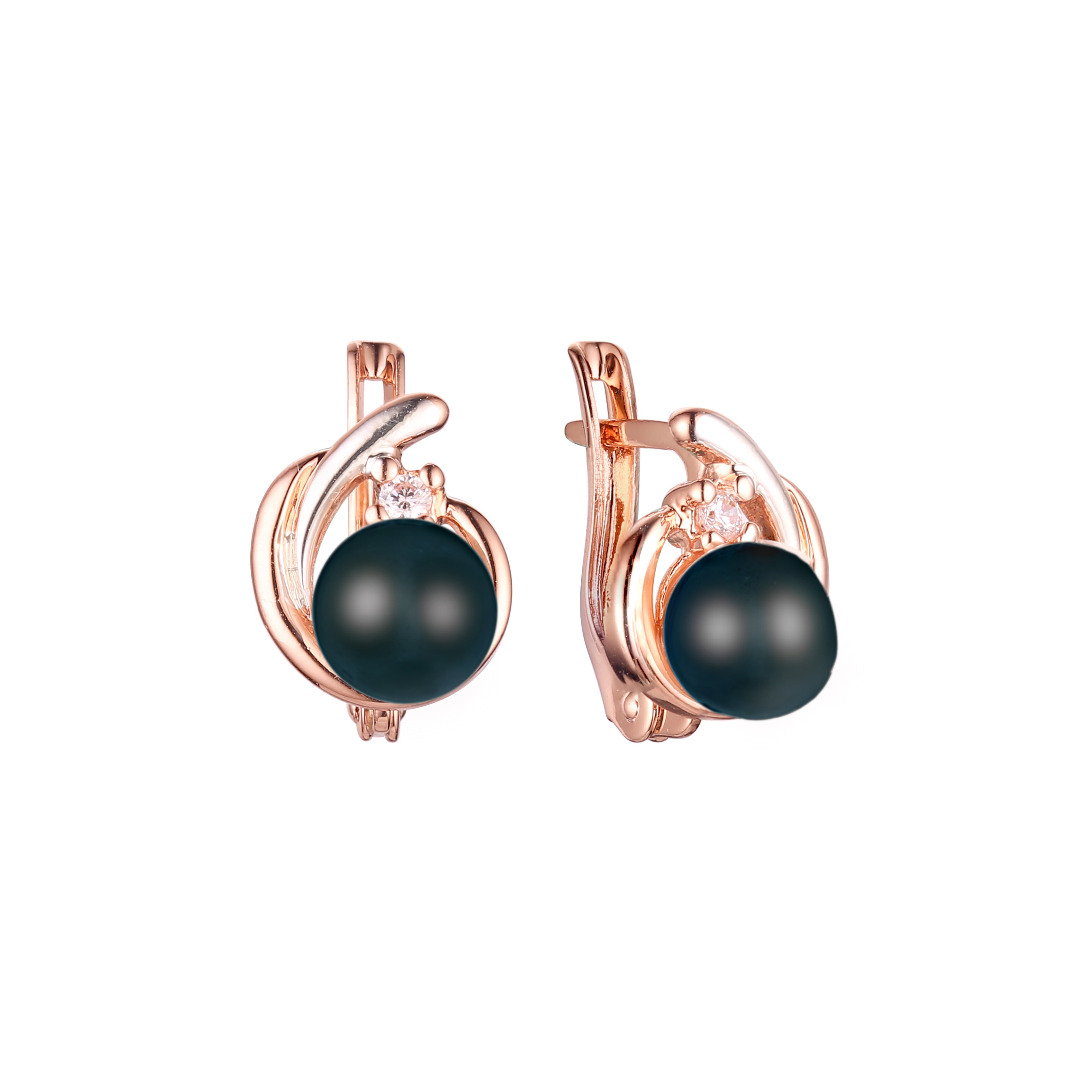 Pearl earrings in Rose Gold, two tone plating colors