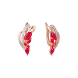 Cluster red or white CZs 14K Gold, Rose Gold, two tone earrings