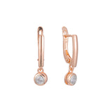 Solitaire drop earrings in 14K Gold, Rose Gold, two tone plating colors