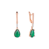 Solitaire teardrop stone earrings in 14K Gold, Rose Gold, two tone plating colors