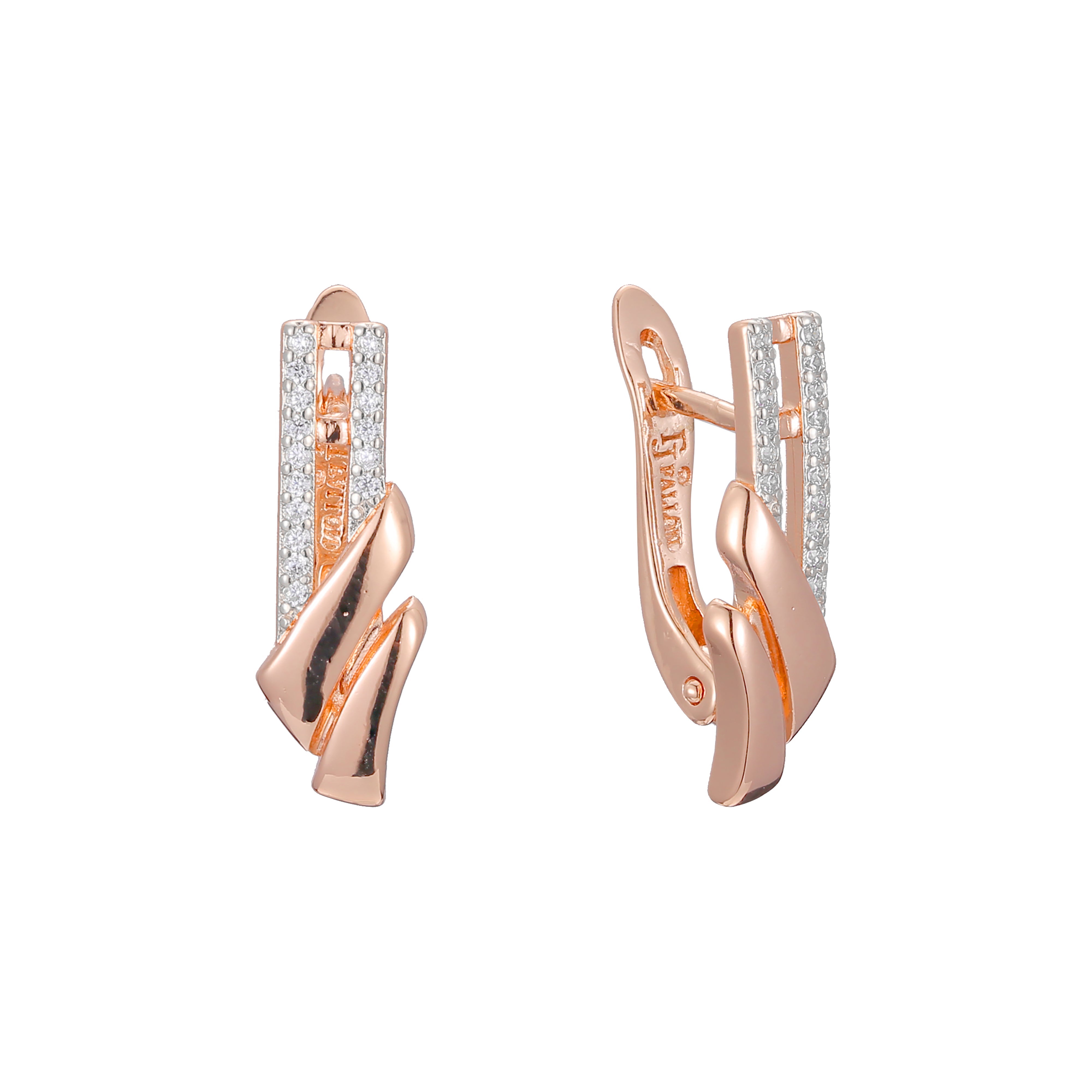 Earrings in 14K Gold, Rose Gold, two tone plating colors