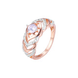 Rose Gold two tone luxurious chevron solitaire rings