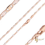 Rounded Mariner link chains plated in 14K Gold, Rose Gold, two tone