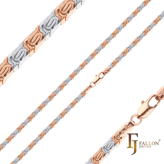 {Customize} Snail hexagon shape fancy link chains plated in Rose Gold, two tone