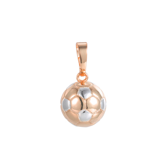 Pingente de futebol banhado em ouro 14K, ouro rosa, duas cores