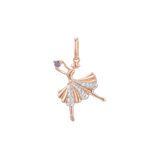 Colgante Bailarina en Oro Rosa bicolor, baño de Oro 14K colores