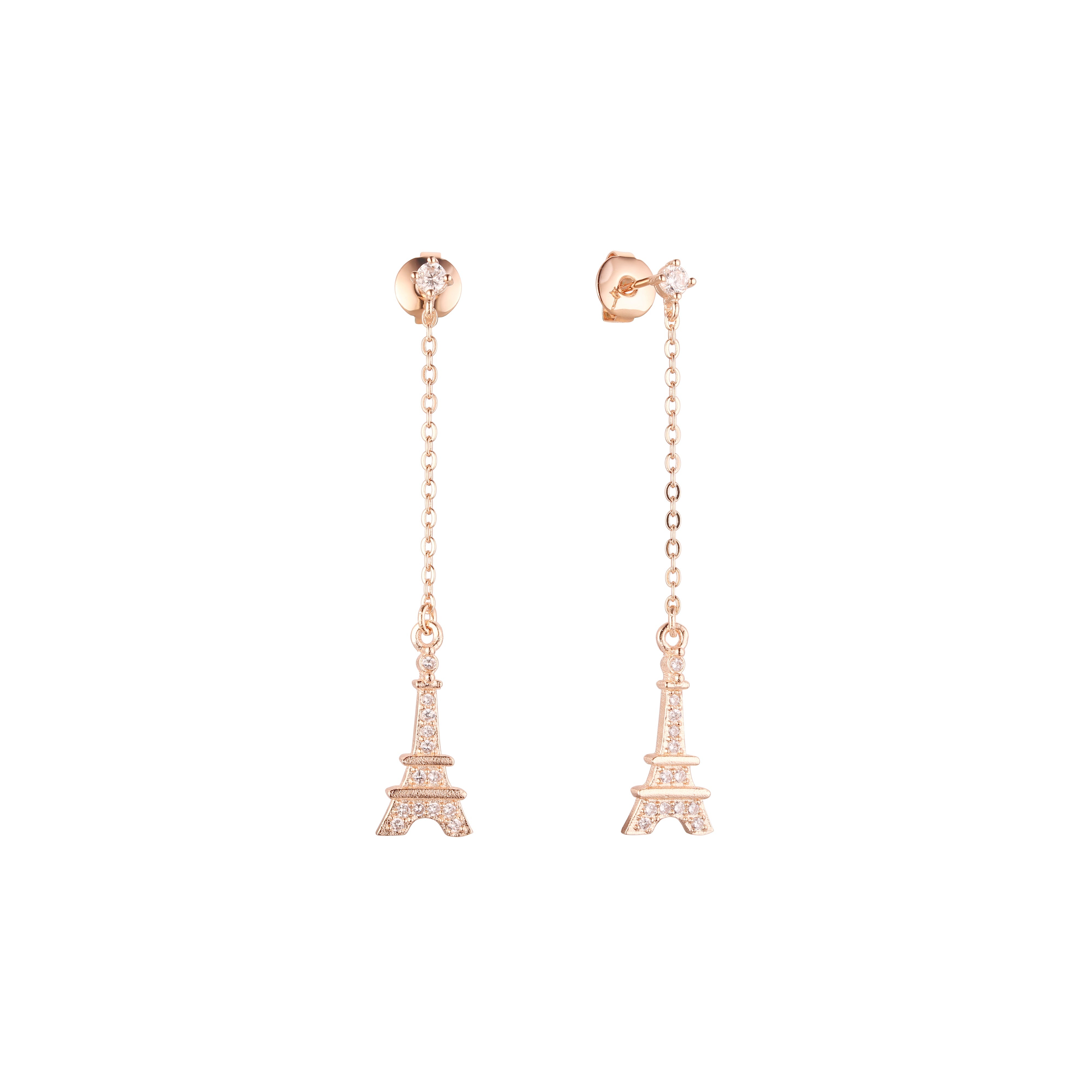 Rose Gold Eiffel Tower stud earrings