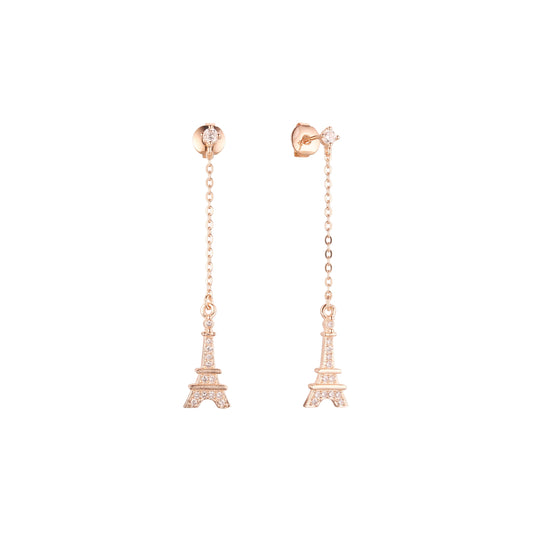 Rose Gold Eiffel Tower stud earrings