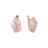 Aretes de racimo de hojas de vida en Oro 14K, oro rosa, baño de dos tonos