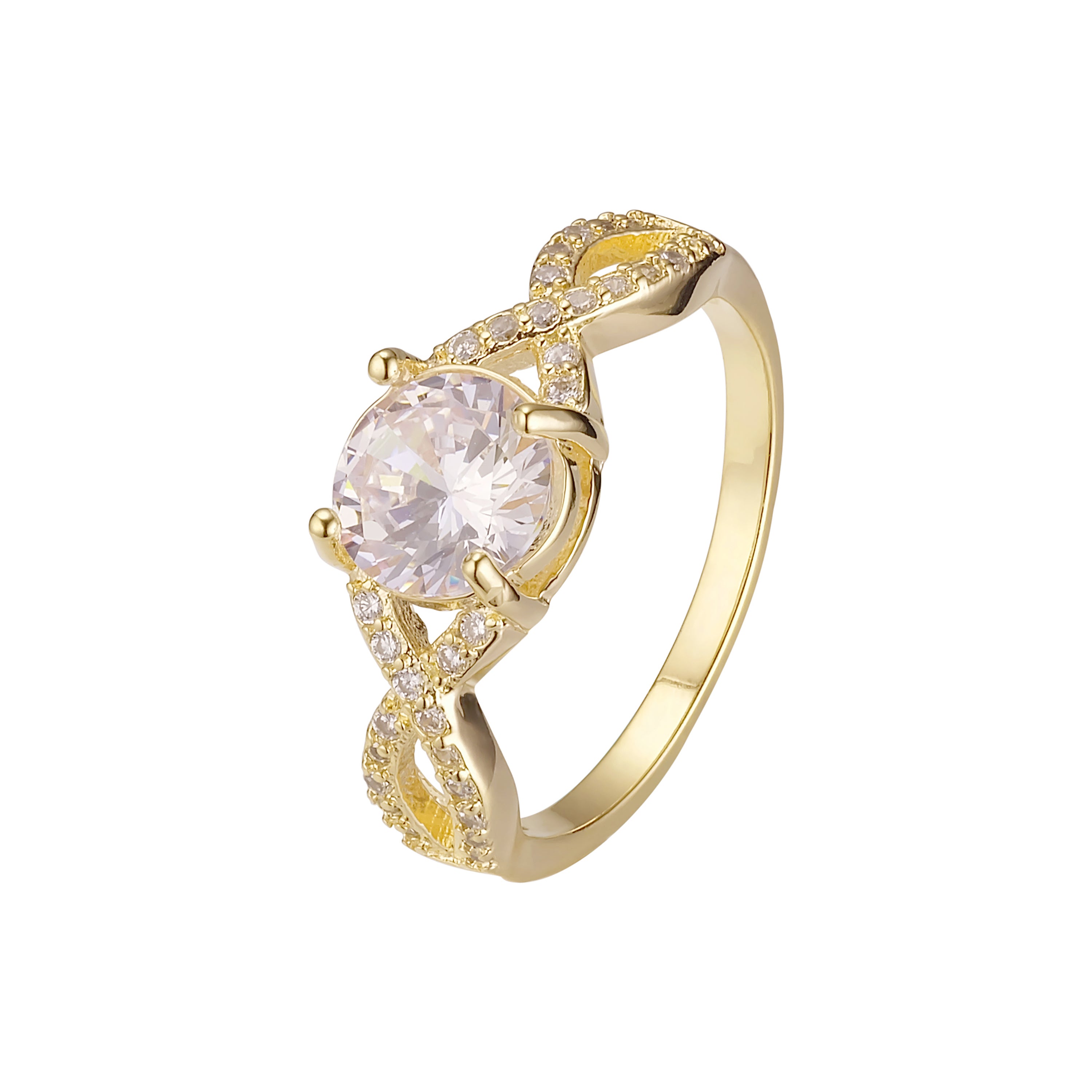 Solitaire and paved 14K gold rings