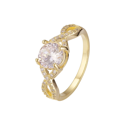 Solitaire and paved 14K gold rings