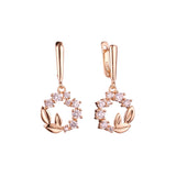 Brincos luxuosos com cachos de folhas em ouro 14K, cores banhadas a ouro rosa