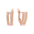 Brincos retangulares U solitaire cz Rose Gold