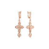 Pendientes cruz crucifijo oro rosa