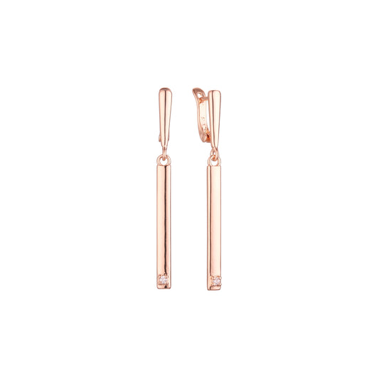 Pendientes solitarios altos en Oro de 14K, baño de Oro Rosa colores