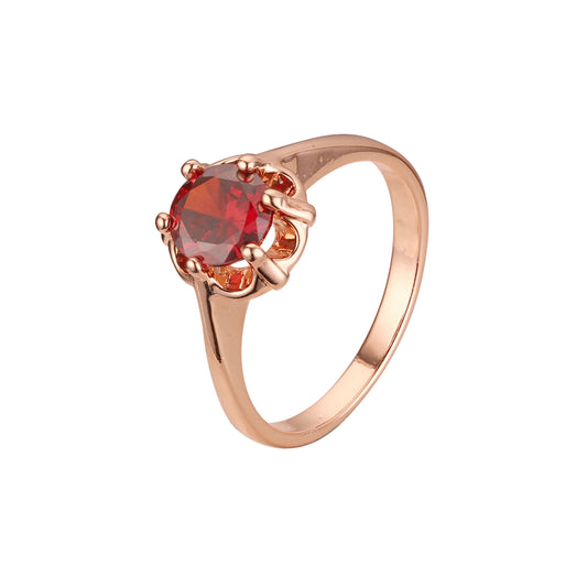 Solitaire big round stone rings in 14K Gold, Rose Gold plating colors