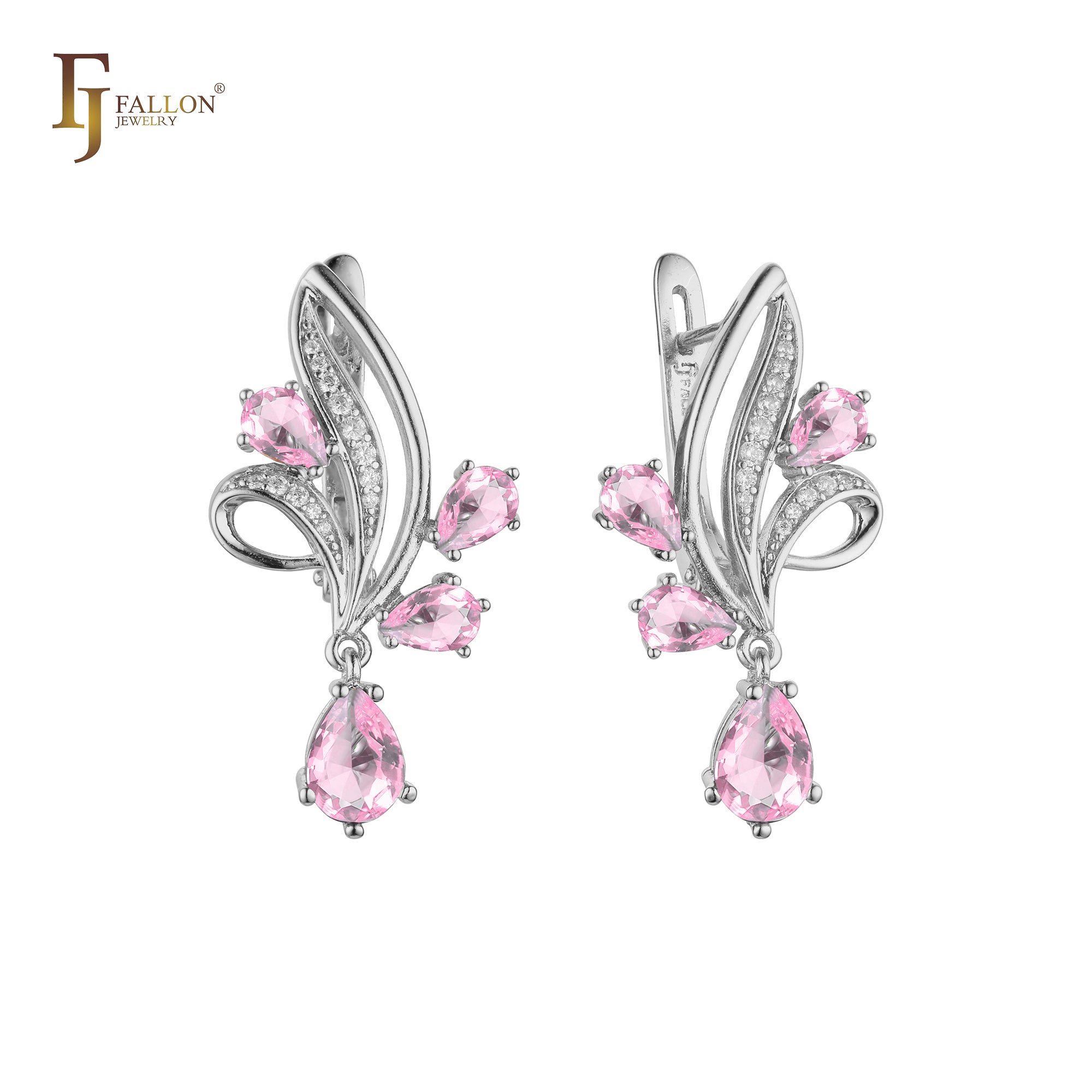 Luxurious cluster flower shape earrings in 14K Gold, Rose Gold, two tone plating colors