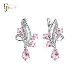 Luxurious cluster flower shape earrings in 14K Gold, Rose Gold, two tone plating colors