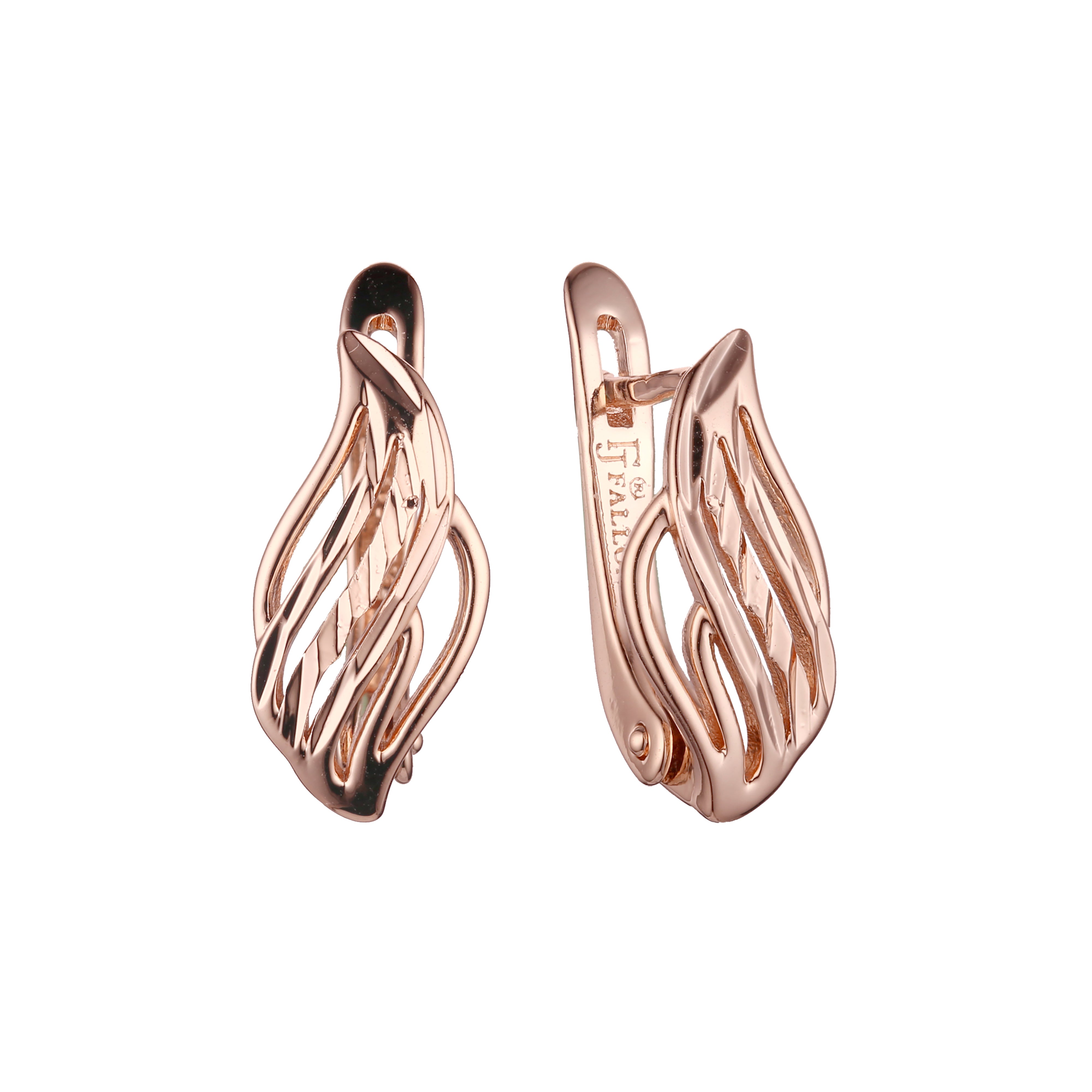 Aretes en Oro 14K, Oro Rosa, baño en dos tonos