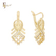 Ribbon cluster white CZs elegant 14K Gold, Rose Gold earrings