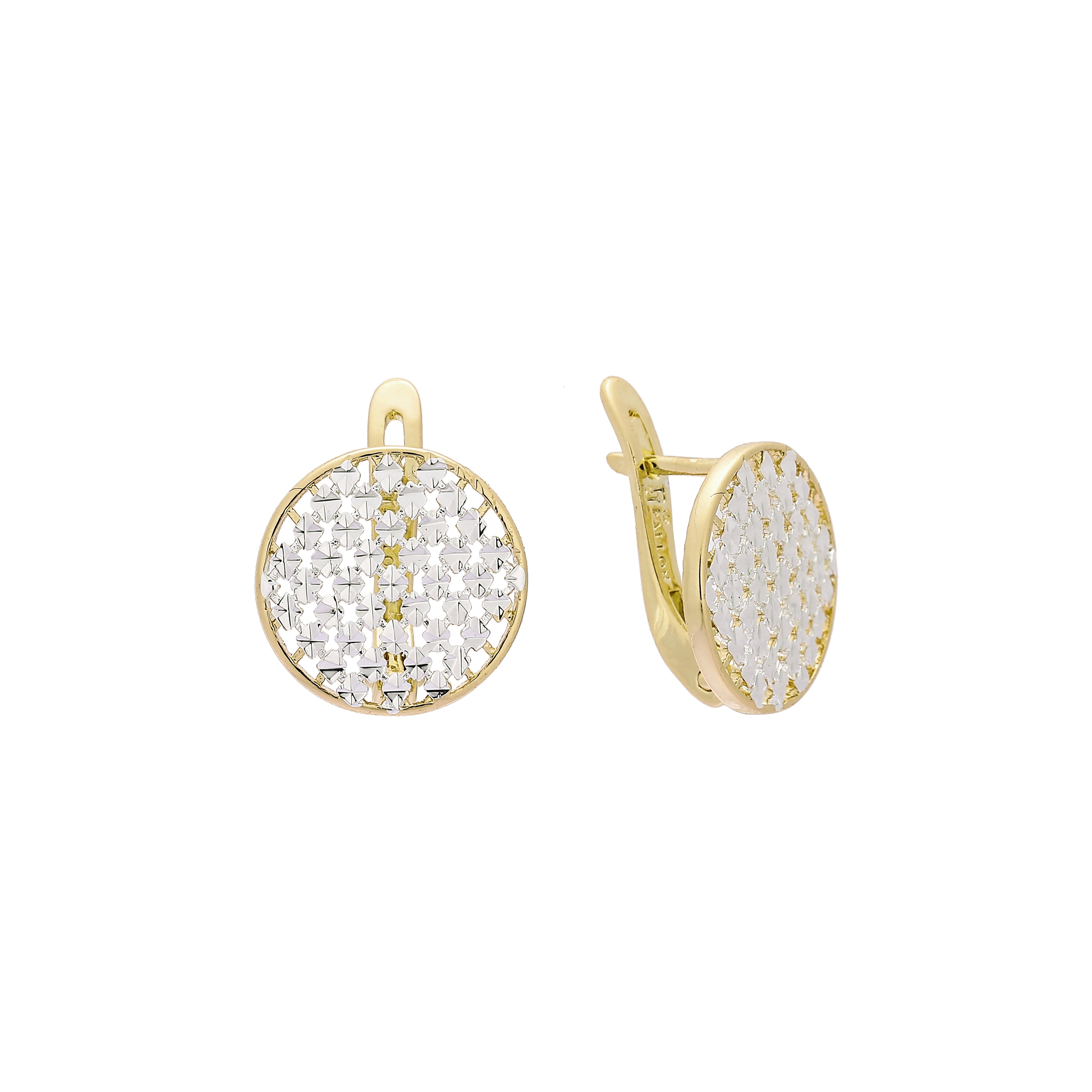 Aretes de Oro 14K de dos tonos