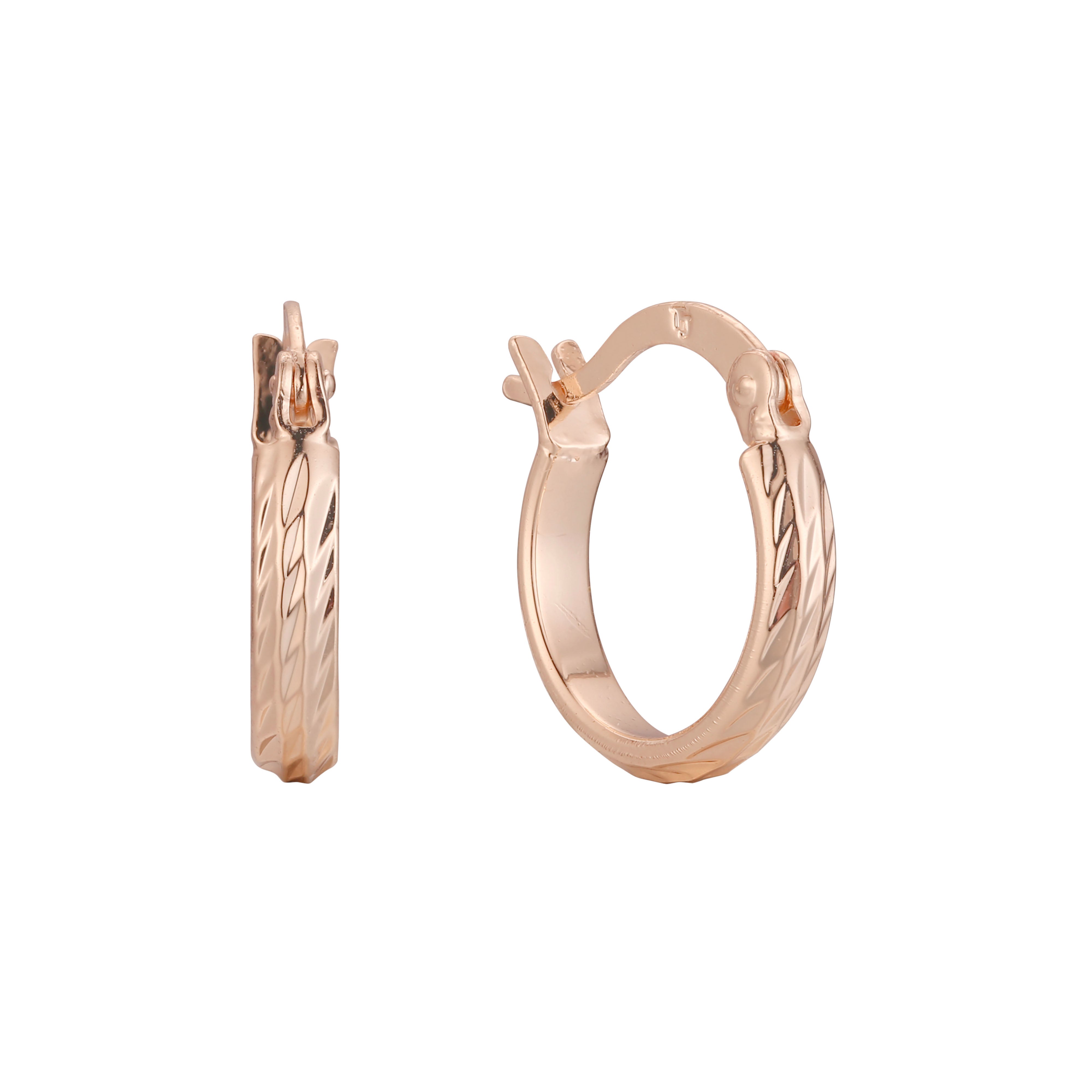 Brinco de argola em ouro 14K, cores banhadas a ouro rosa