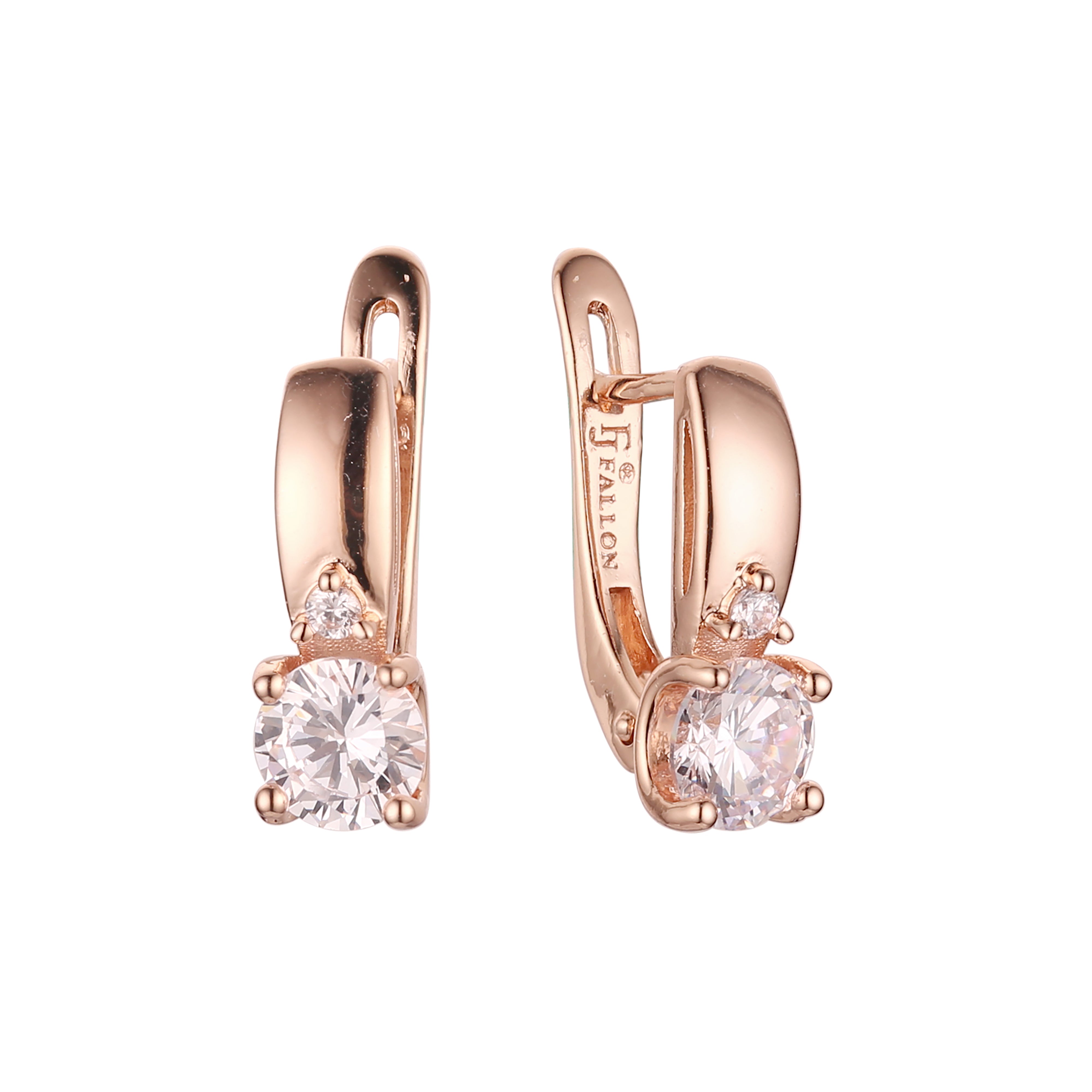 Solitaire earrings in 14K Gold, Rose Gold, two tone plating colors