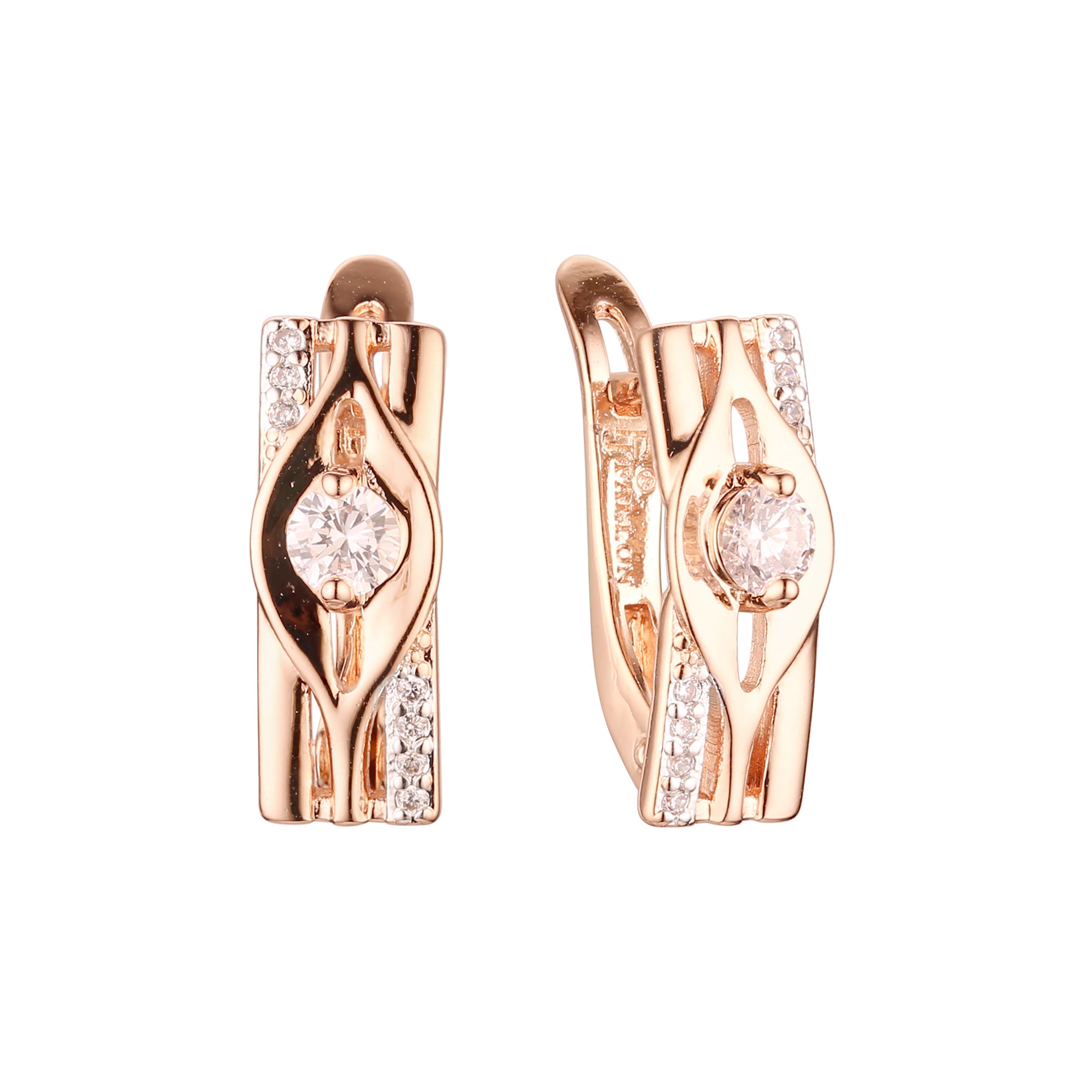 Earrings in Rose Gold, two tone plating colors