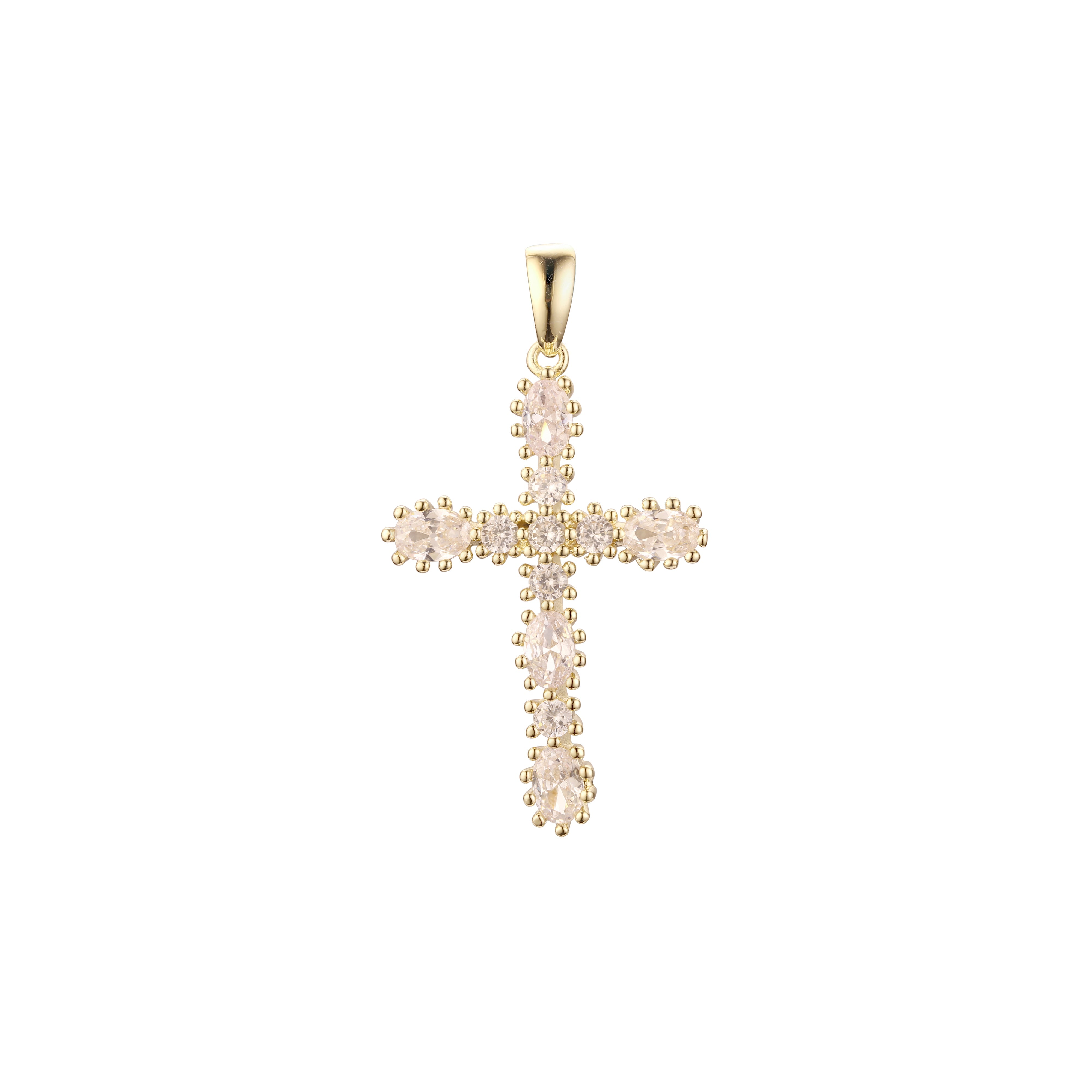 Latin cross pendant in 14K Gold, Rose Gold, 18K Gold plating colors